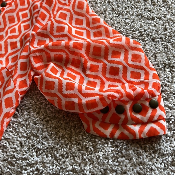 41 Hawthorne Sheer Orange Blouse Sz Small - Picture 3 of 5